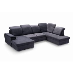 Narożnik RPBER U z funkcją spania lewostronny ciemny grafit 320x199 cm