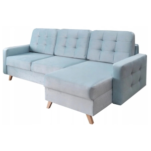 Narożnik REVANGE uniwersalny z funkcją spania błękit 236x151 cm