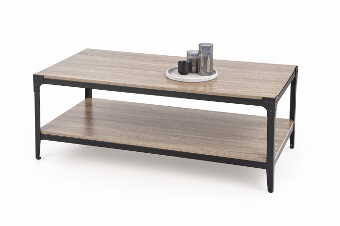 Ława do salonu czarna dąb naturalny 120x60cm ARIZA