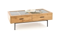 Ława z szufladami dąb naturalny czarna 120x40cm COSTANZA