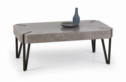 Industrialna ława 110x60cm szara beton nogi czarne EMILY