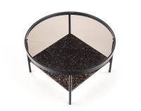 Ława okrągła czarna blat szklany czarny marmur 80cm WIZARD