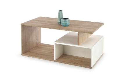 Ława do salonu prostokątna biała dąb sonoma 110x55cm COMBO