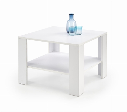 Ława do salonu z półką kwadratowa biała 70cm KWADRO