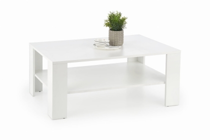 Ława do salonu prostokątna z półką biała 110x65cm KWADRO