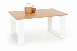 Ława do salonu prostokątna biała dąb złoty 100x50cm LIBRA