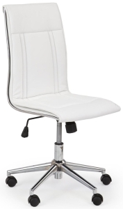 Biały fotel obrotowy z regulacją wysokości ekoskóra HLPO